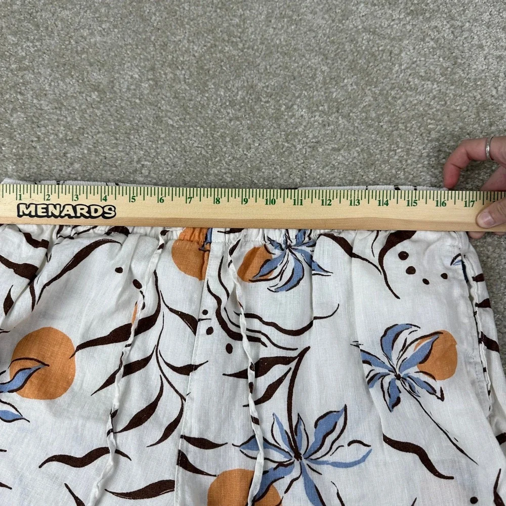 Calypso St Barth Linen Wide Leg Pants XL White Floral Tropical Coastal Beachy